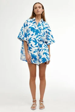 Women Kinney Juniper Shirt - Mosaic Blue