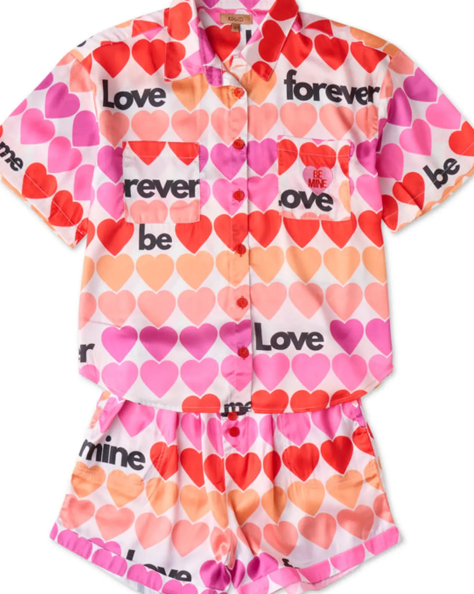 Kip and Co Kip & Co - Forever Satin Short Sleeve Shirt & Short PJ Set