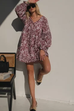 Women Lunar Fox Stevie Linen Dress - Sangria