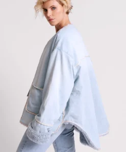 Women One Teaspoon Blue Space Teddy Throwover Denim Jacket