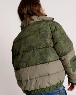 Women One Teaspoon Dirtee Love Camo Puffa Jacket - Khaki