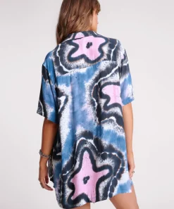 Women One Teaspoon Hand Painted Floral Short Sleeve Shirt - Multi