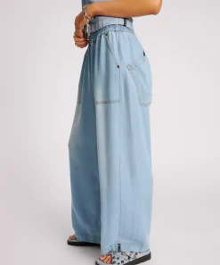 Women One Teaspoon Tencel Parachute Pants - Soft Blue
