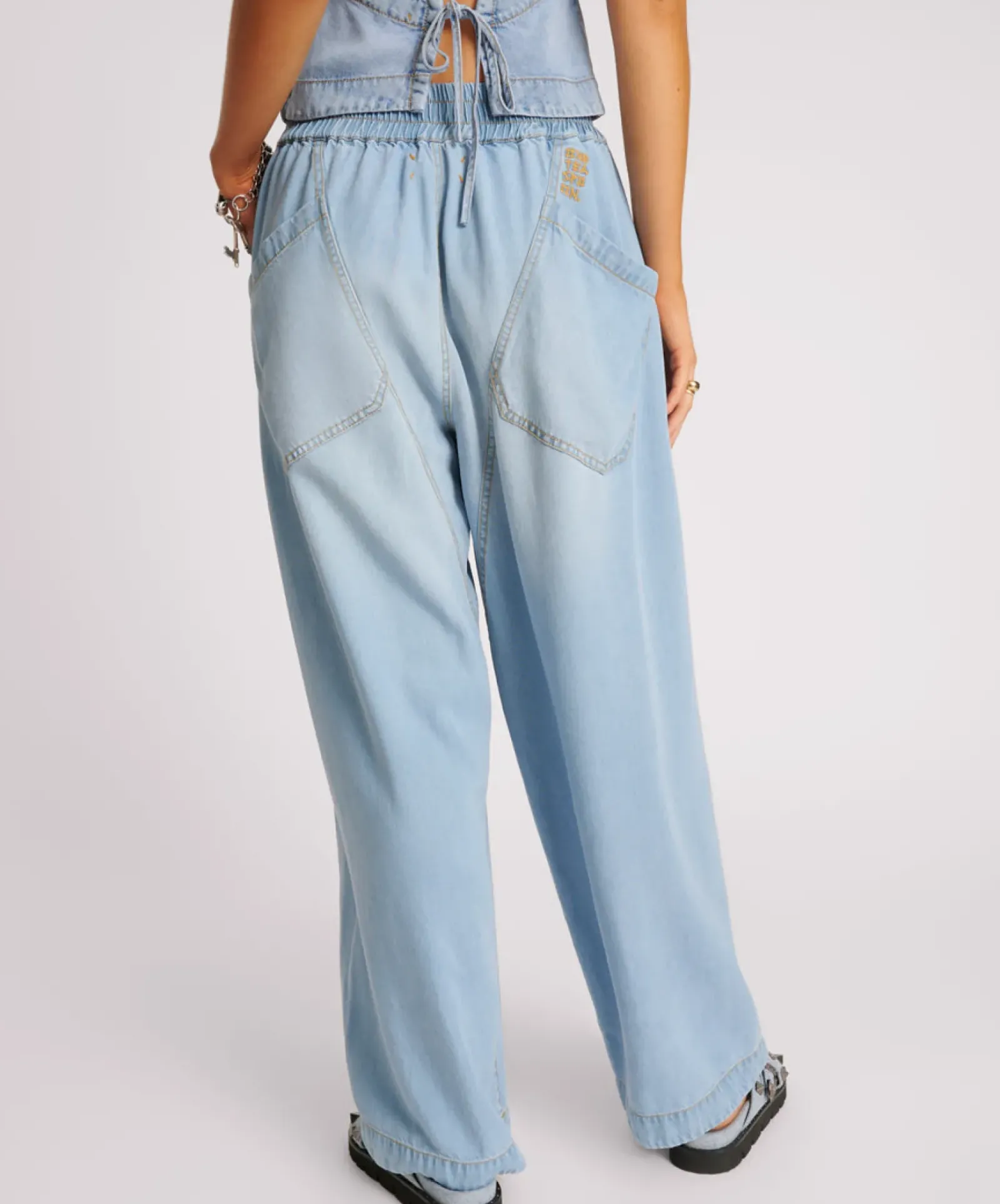 Women One Teaspoon Tencel Parachute Pants - Soft Blue