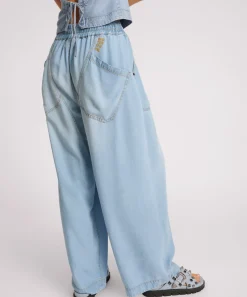 Women One Teaspoon Tencel Parachute Pants - Soft Blue