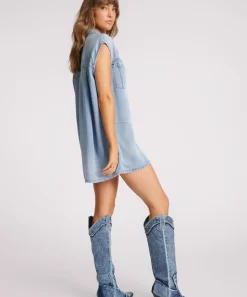 Women One Teaspoon Tencel Shirt Dress - Soft Blue