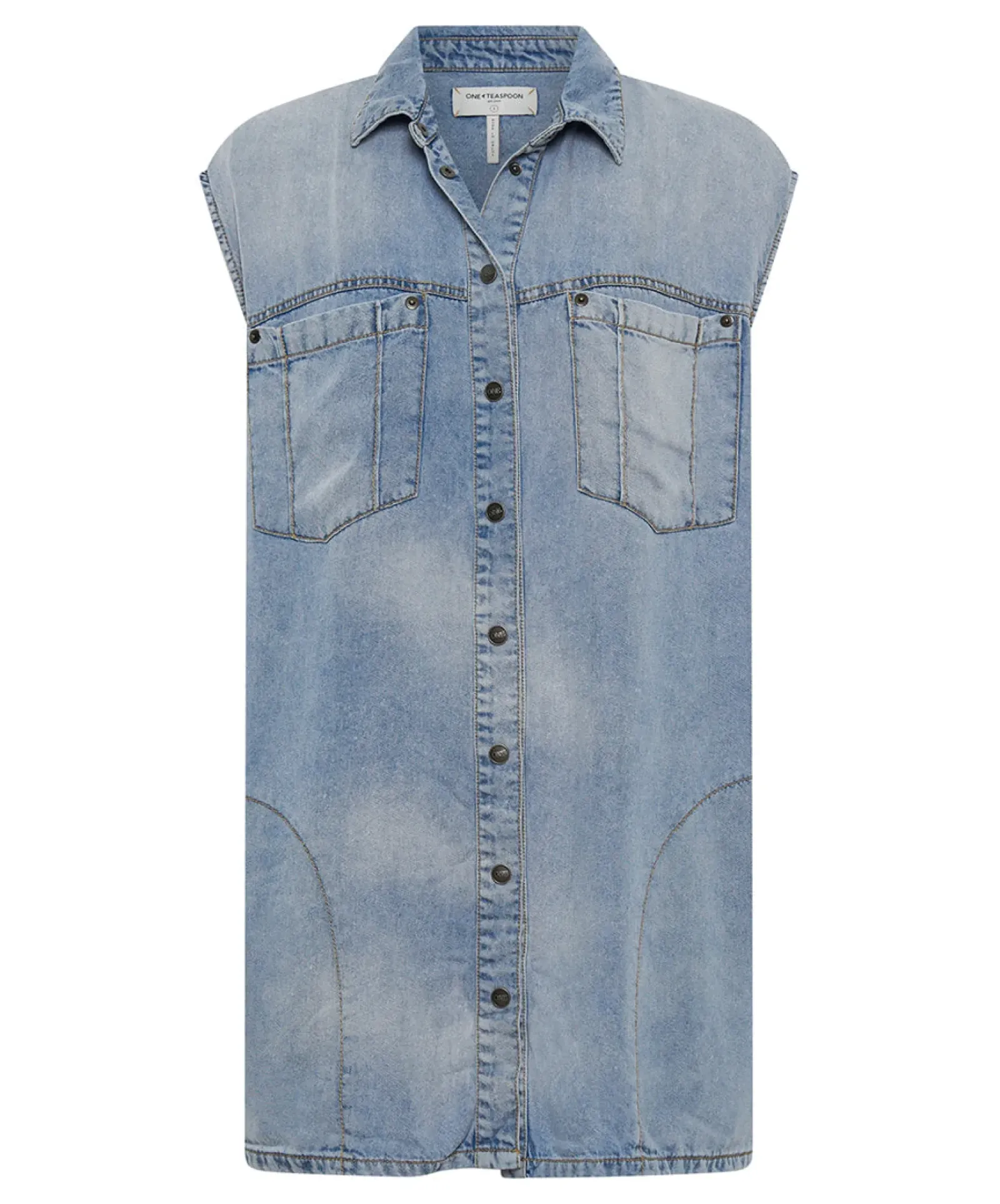 Women One Teaspoon Tencel Shirt Dress - Soft Blue