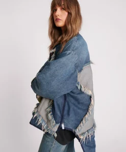 Women One Teaspoon Wadded Jacket - Memphis Light Star Denim