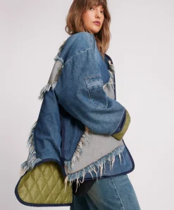 Women One Teaspoon Wadded Jacket - Memphis Light Star Denim