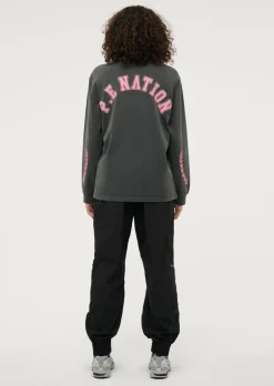 Women P.E Nation Phoenix Long Sleeve Tee - Washed Dark Shadow