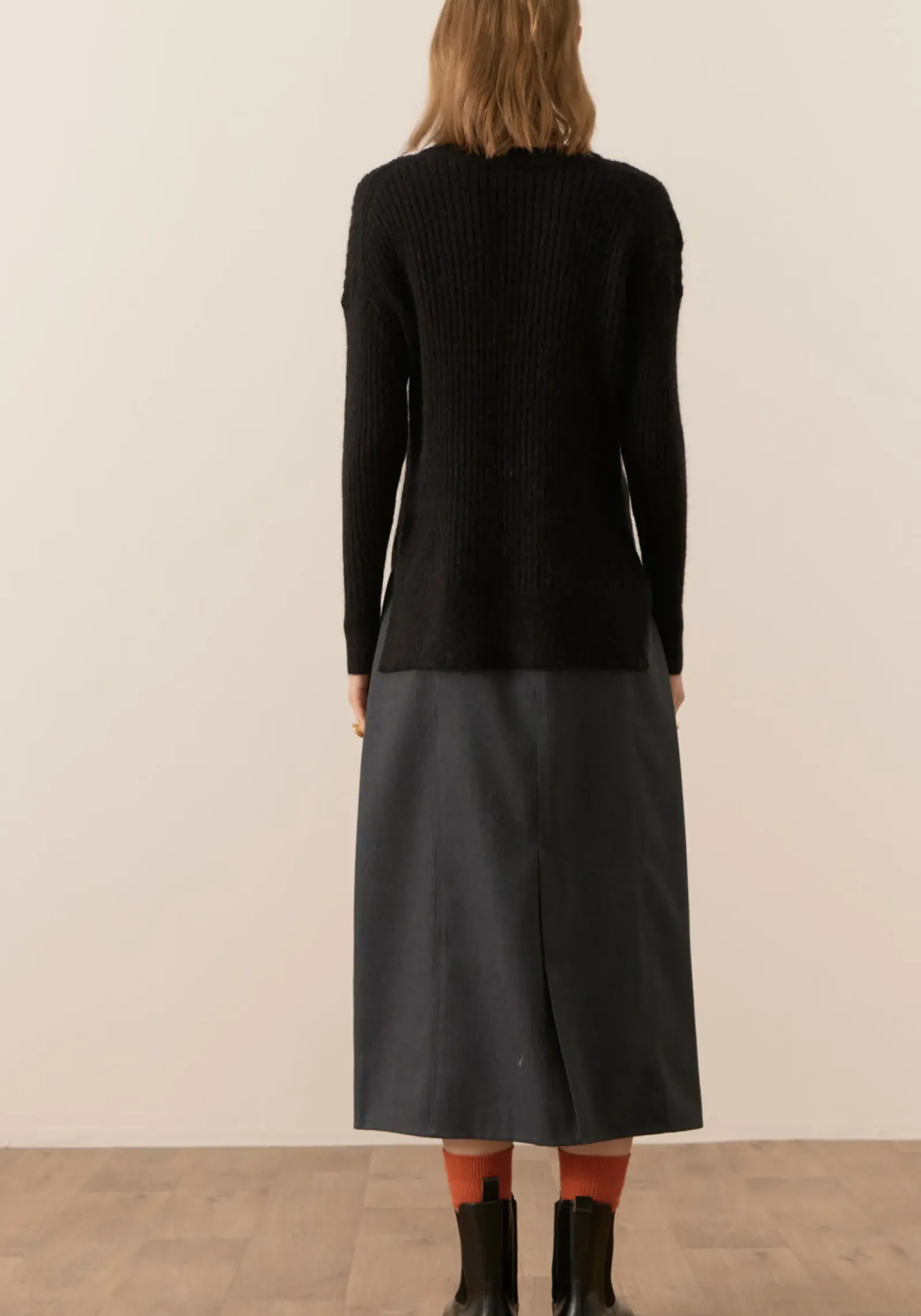 Women Pol Fitch Ribbed Knit - Black