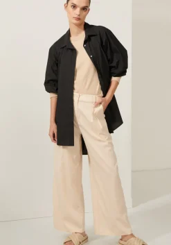 Women Pol Lagoon Drape Back Shirt- Black