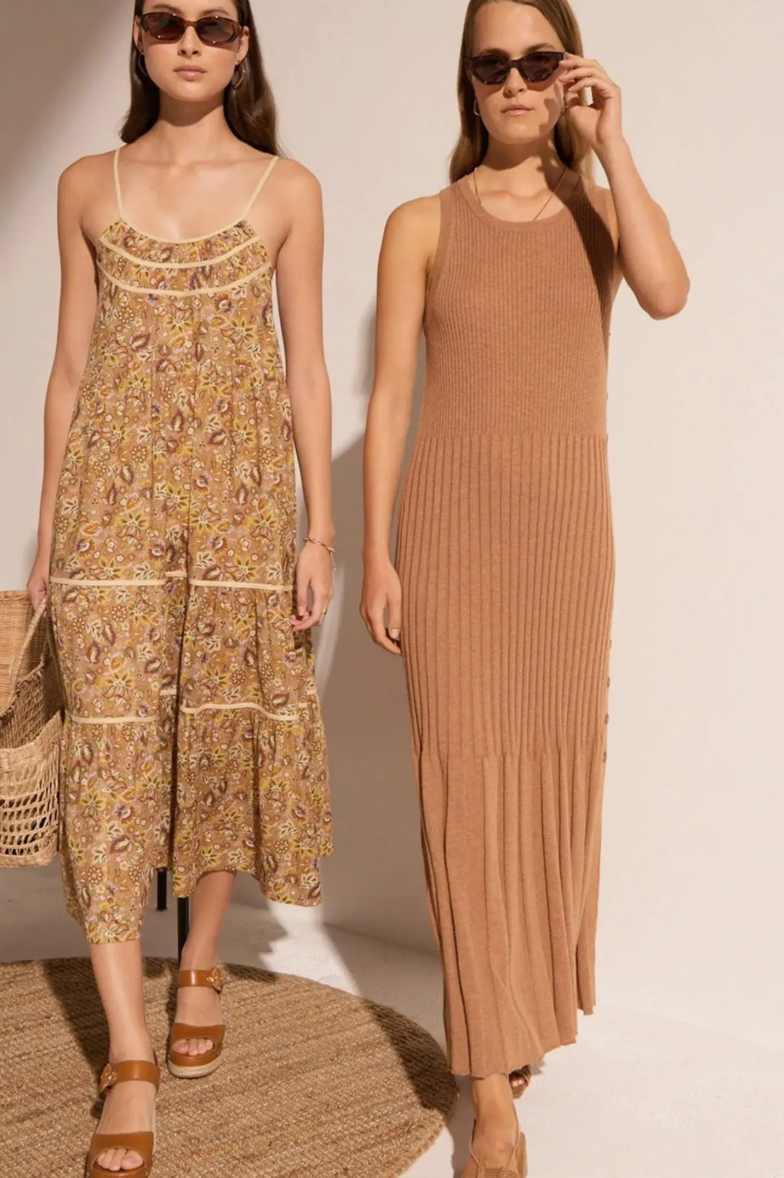 Women Pol Maui Ribbed Tanbk Dress- Toffee