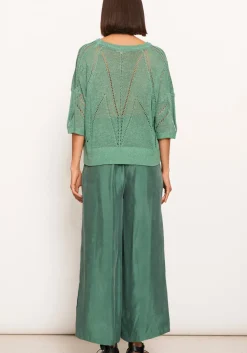 Women Pol Pier Knit Tee- Green