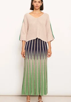 Women Pol Xander Crochet Tee - Pebble/Ink/Green