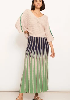 Women Pol Xander Crochet Tee - Pebble/Ink/Green