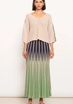 Women Pol Xander Crochet Tee - Pebble/Ink/Green