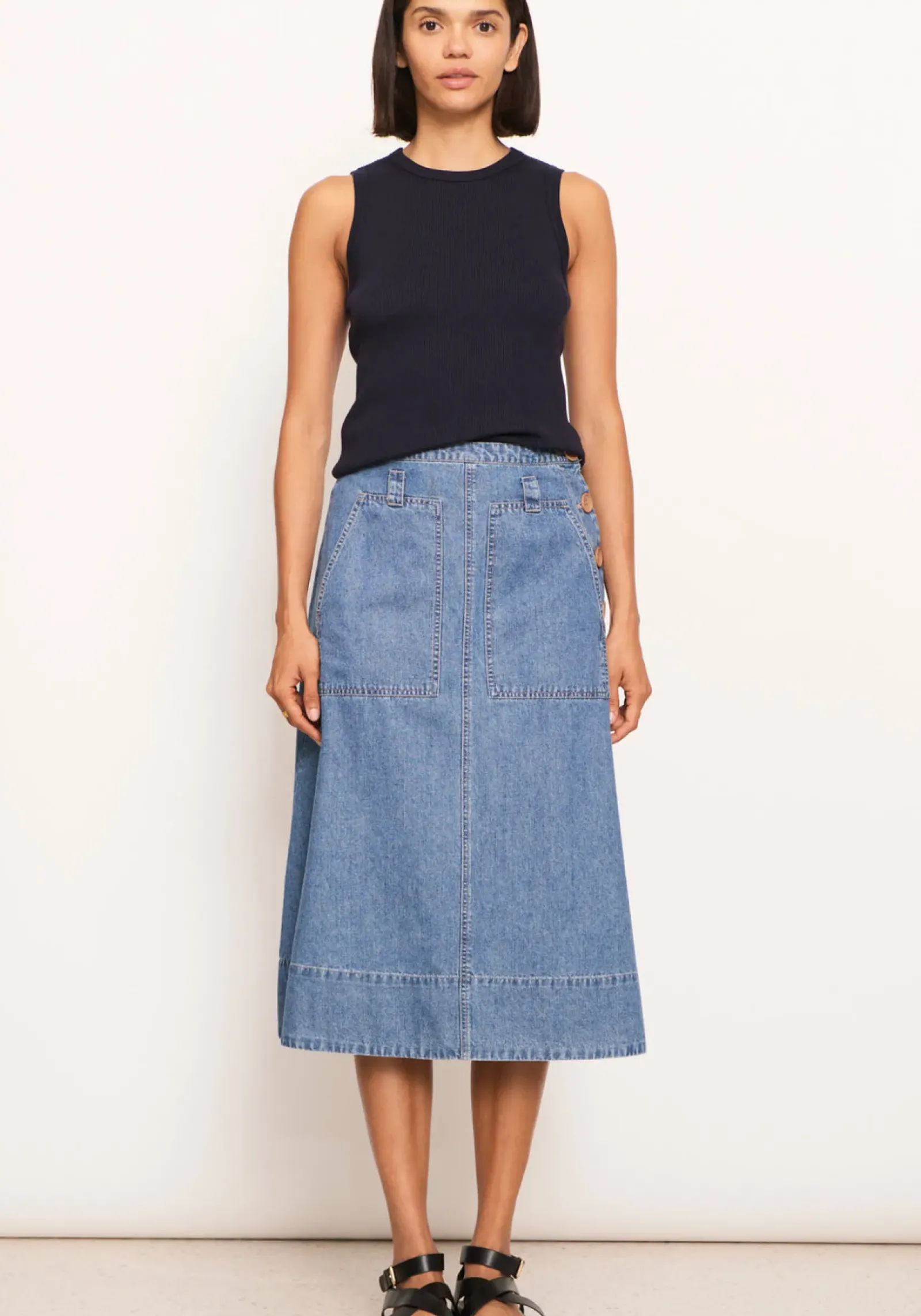 Women Pol Raydel Denim Skirt- Light Wash