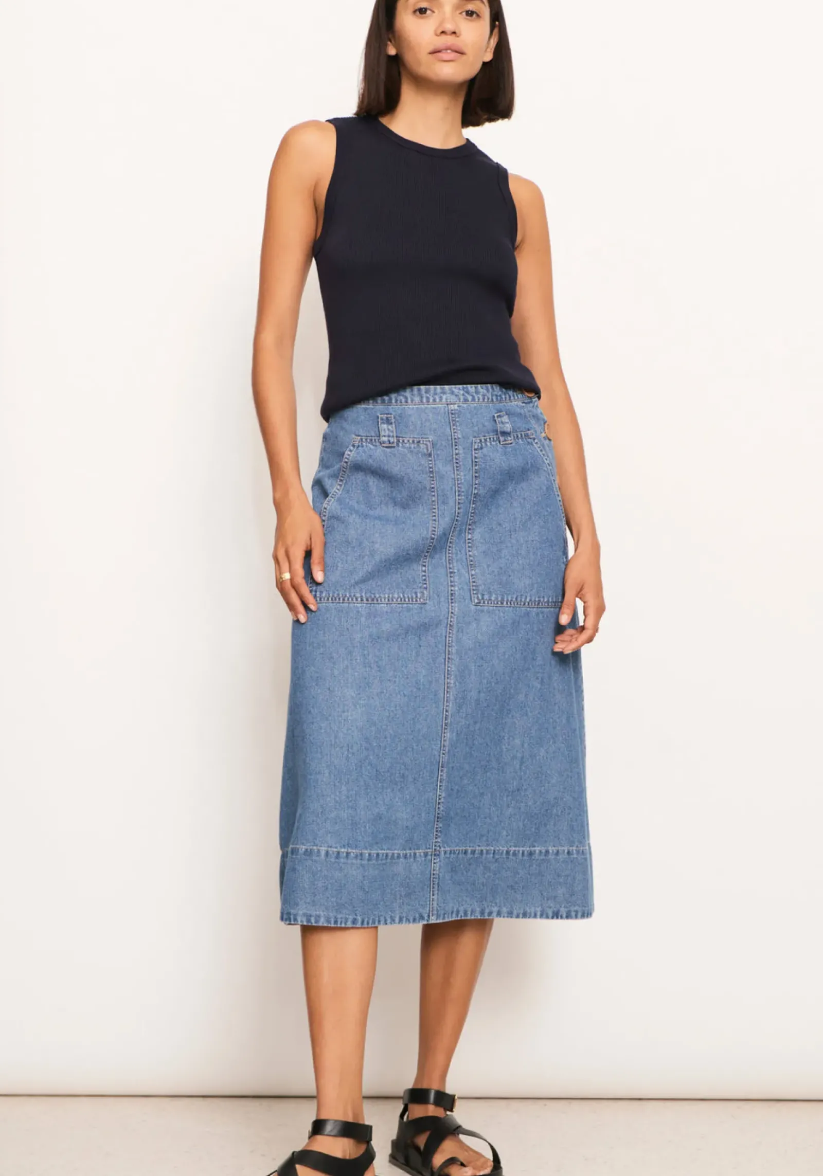 Women Pol Raydel Denim Skirt- Light Wash