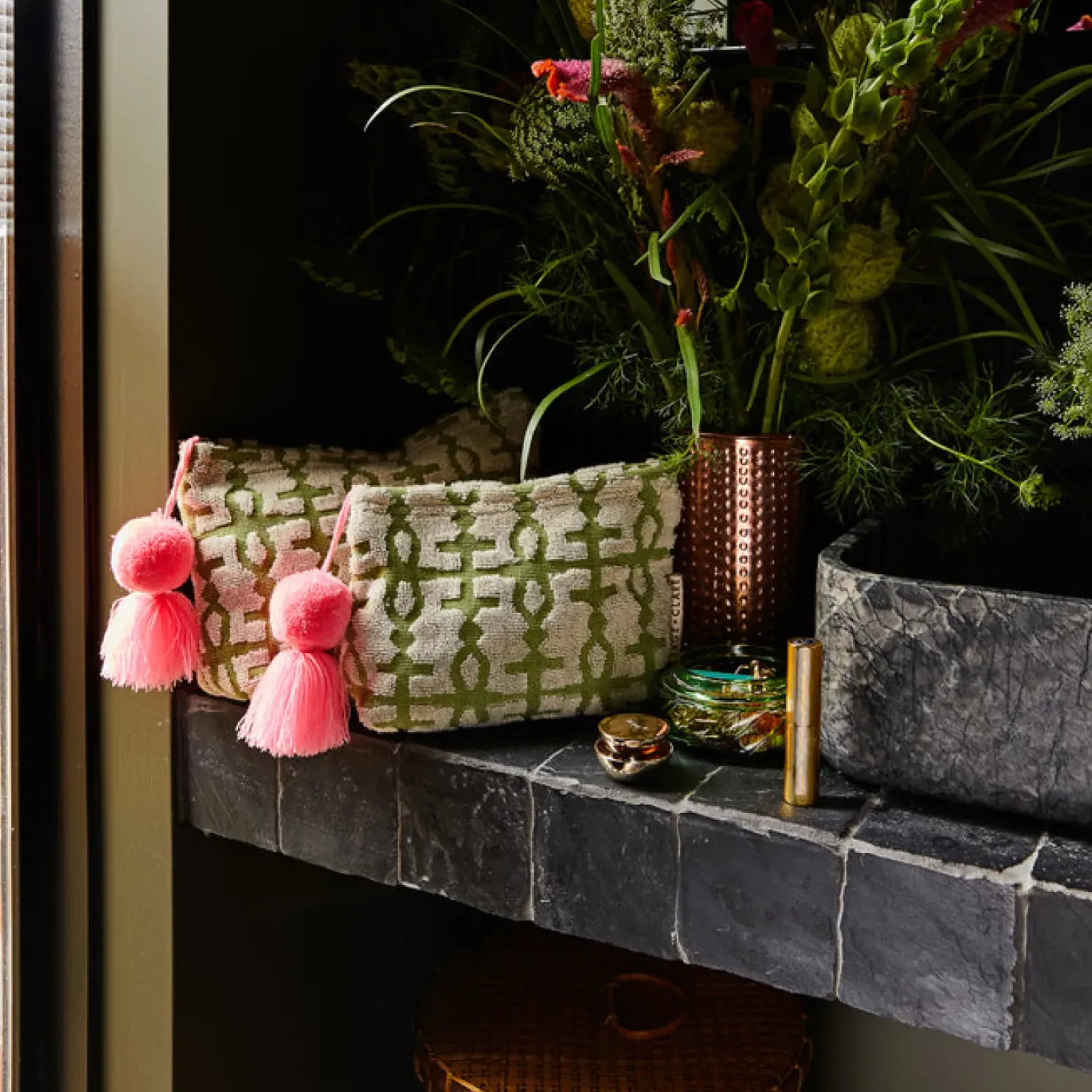 Sage & Clare Sage & Clare Amata Terry Pouch - Palm Small