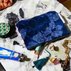 Sage & Clare Sage & Clare Bernanda Velvet Pouch - Lapis