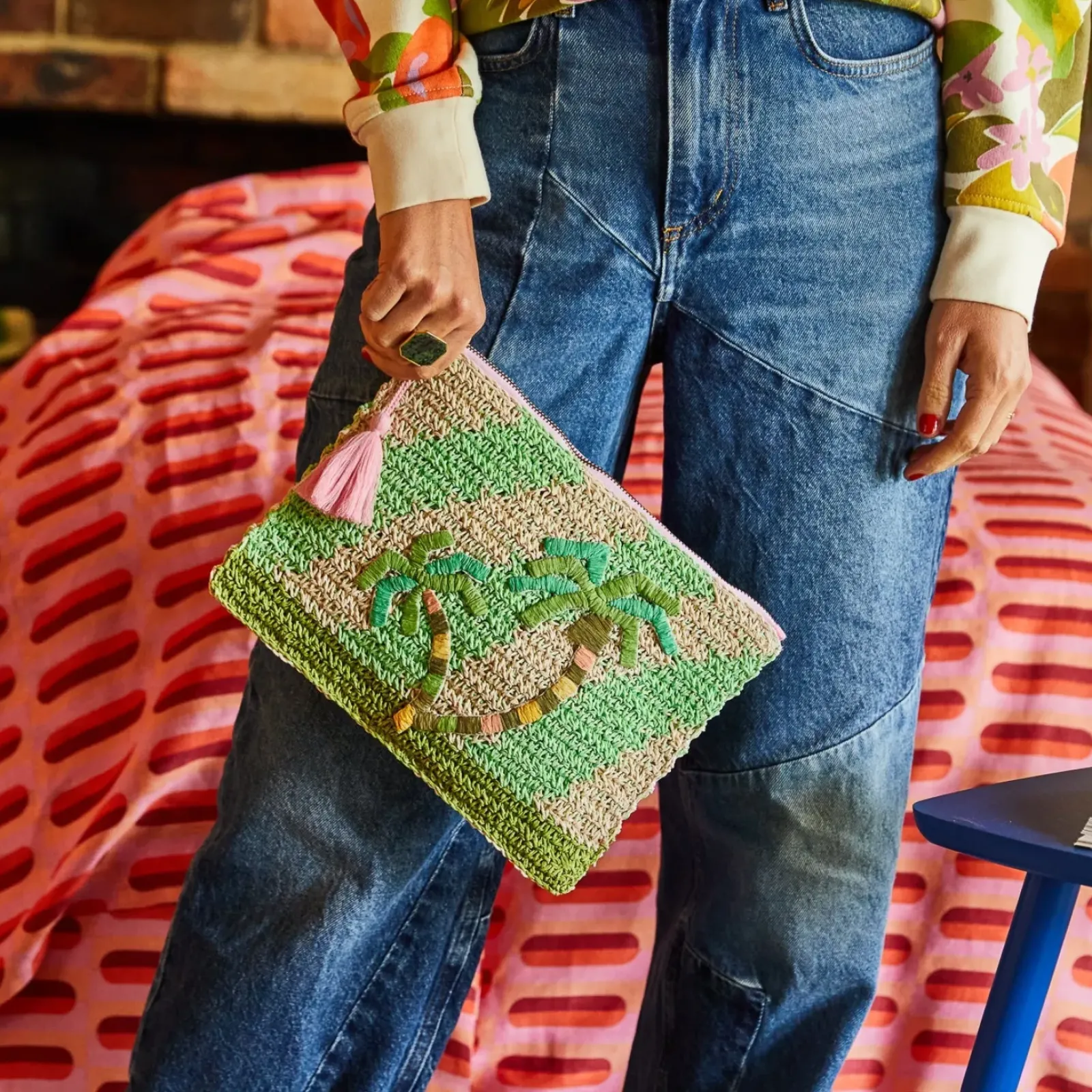 Sage & Clare Sage & Clare San Carlos Raffia Clutch