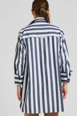 Women Shirty Clothing Shirty Andrea Oversized Boyfriend Shirt- Navy Stripe