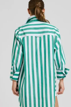 Women Shirty Clothing Shirty Andrea Oversized Boyfriend Shirt- Green Stripe