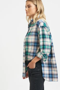 Women Shirty Clothing Shirty The Classic Flannel Shirt - Blue Green Combo