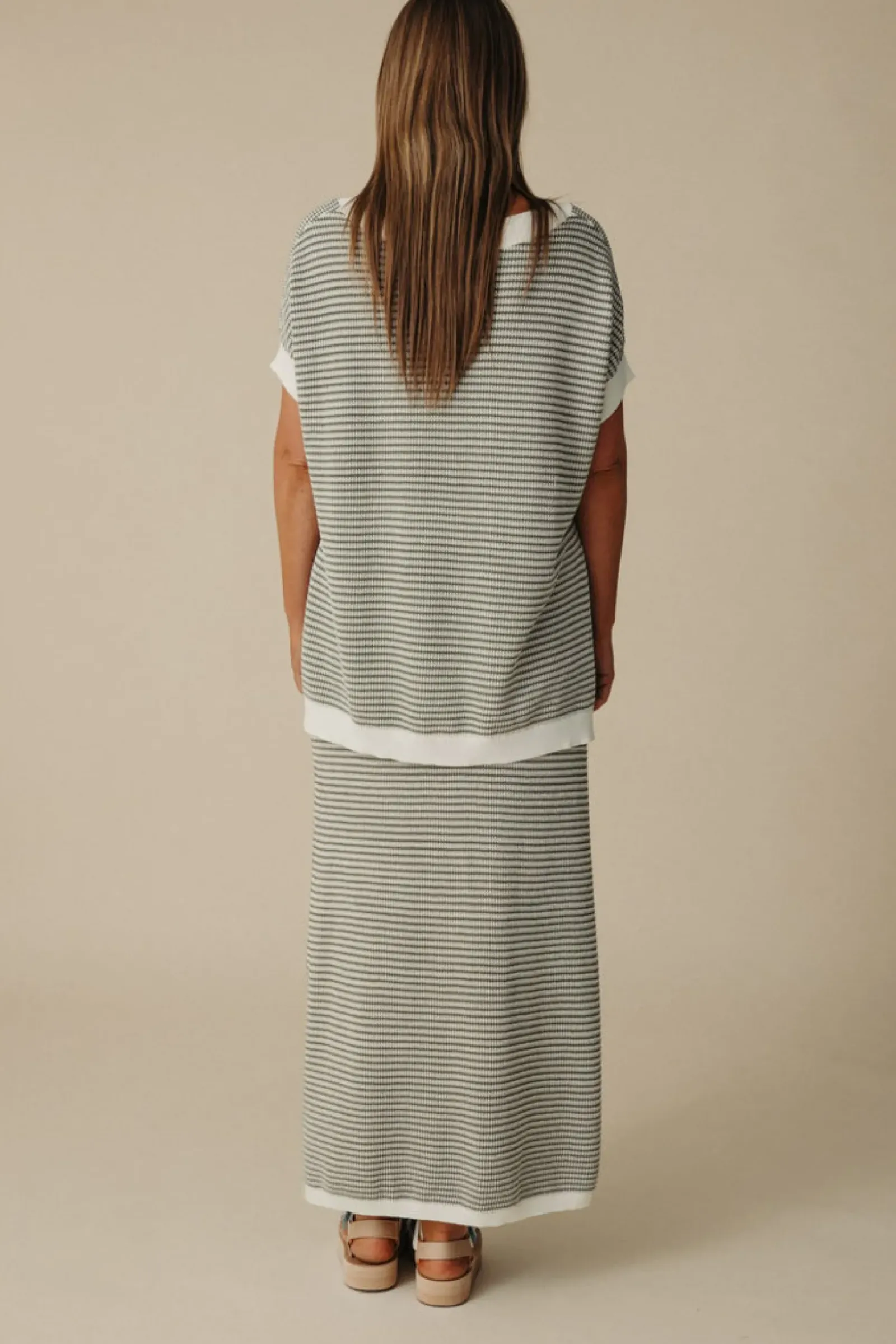 Women Talamaya Lattice Knitted Skirt - Dusty Olive & Cream