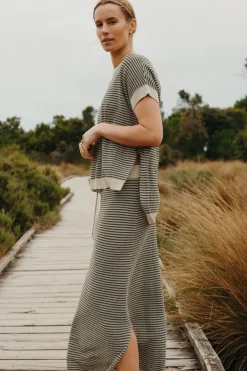 Women Talamaya Lattice Knitted Skirt - Washed Black & Soft Gold