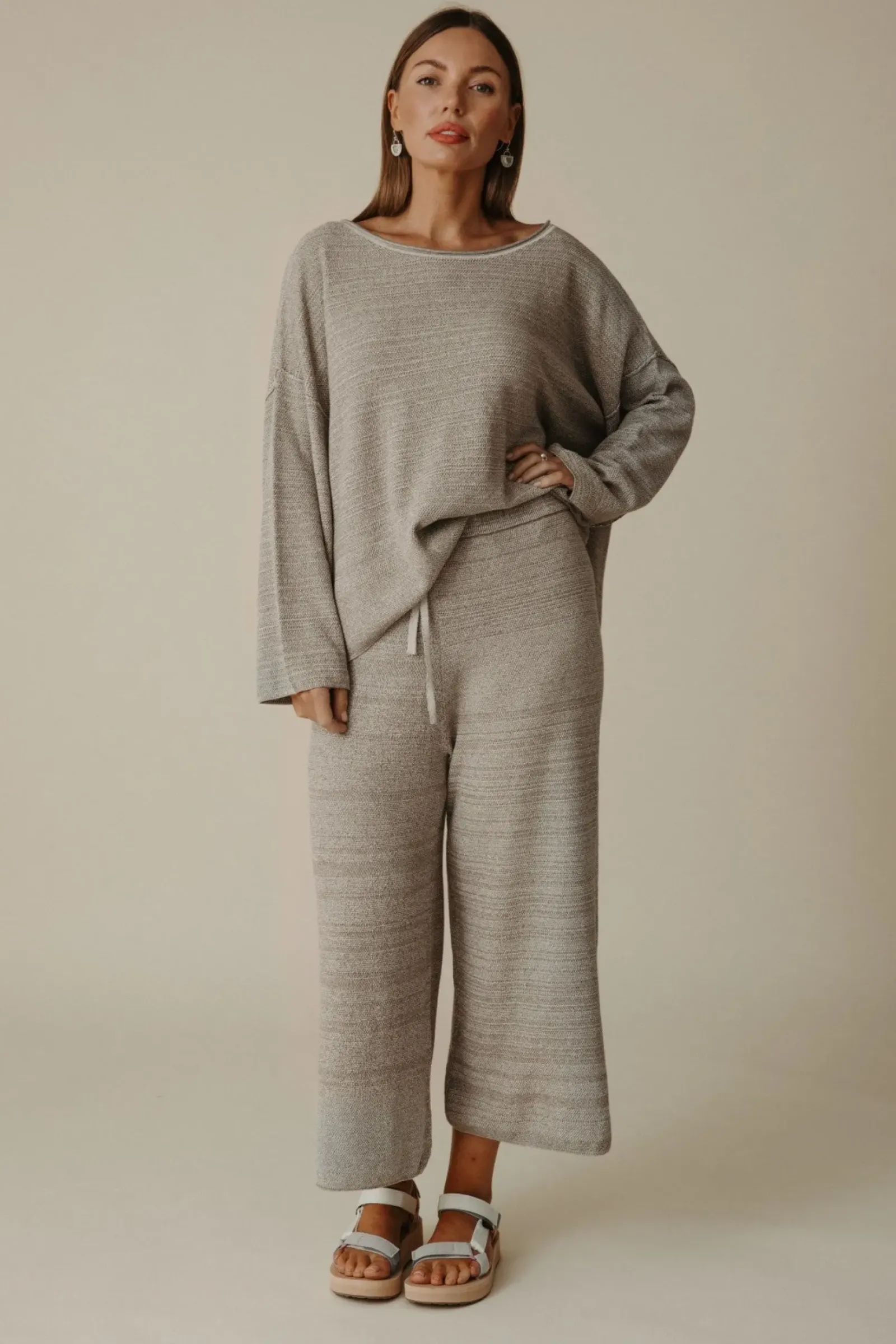 Women Talamaya Retreat Cotton Twist Pant - Dusty Olive & White