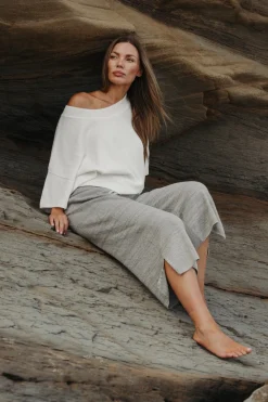 Women Talamaya Retreat Cotton Twist Pant - Dusty Olive & White