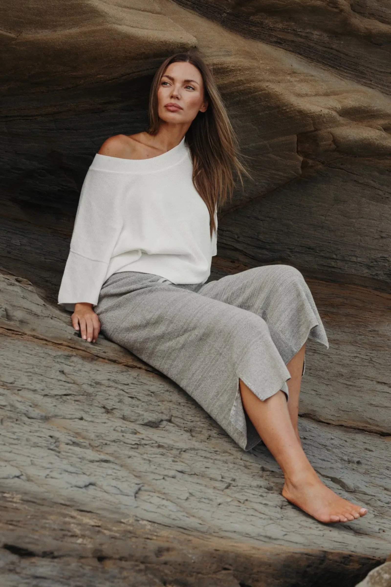 Women Talamaya Retreat Cotton Twist Pant - Dusty Olive & White