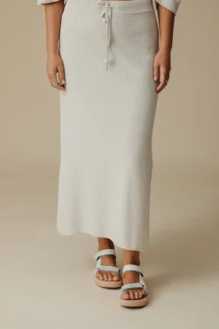 Women Talamaya Retreat Cotton Twist Skirt - Silver & White