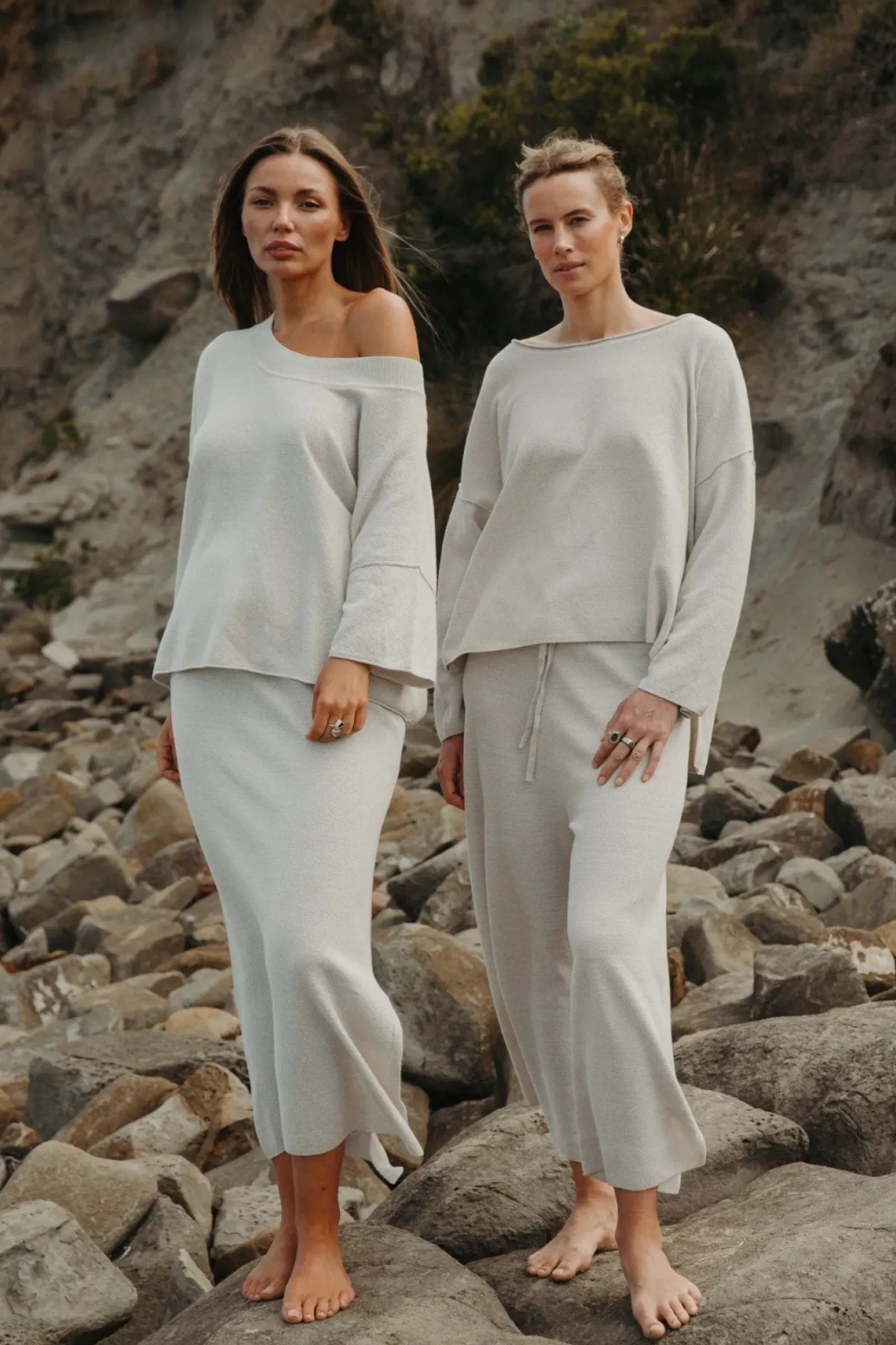 Women Talamaya Retreat Cotton Twist Skirt - Silver & White