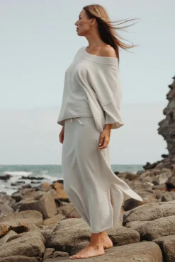 Women Talamaya Retreat Cotton Twist Skirt - Silver & White