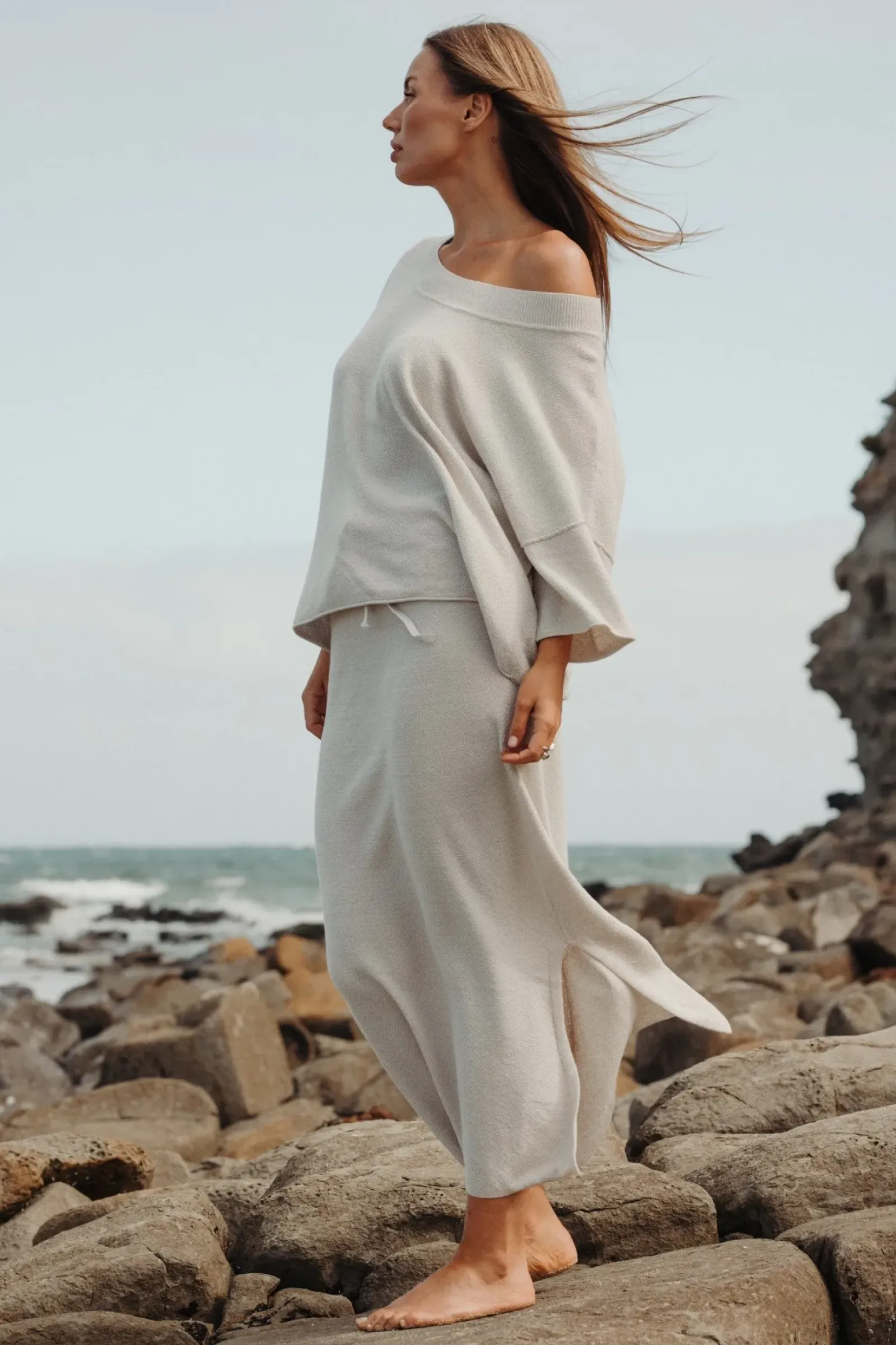 Women Talamaya Retreat Cotton Twist Skirt - Silver & White