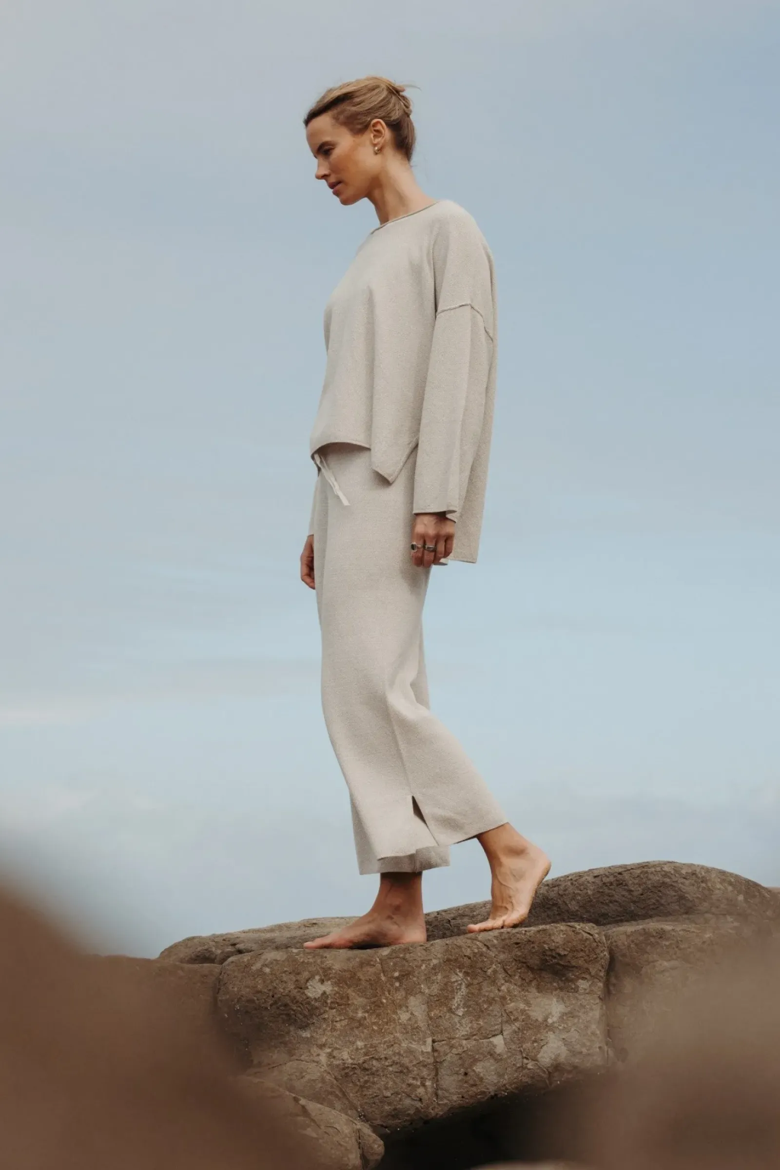 Women Talamaya Retreat Cotton Twist Pant - Silver & Salt