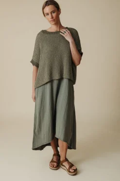 Women Talamaya Sunray Rib Crop Pullover - Dusty Olive