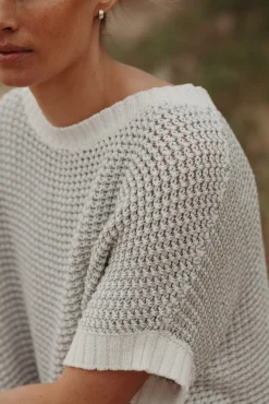 Women Talamaya Sunray Rib Crop Pullover - White