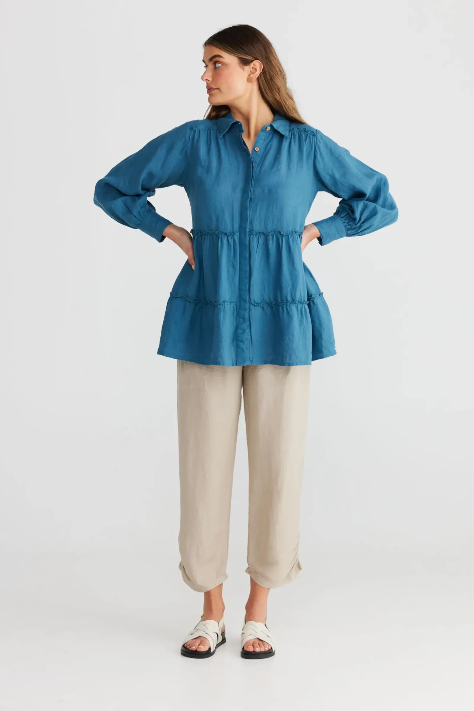 Women The Shanty Mia Top - Blue Steel