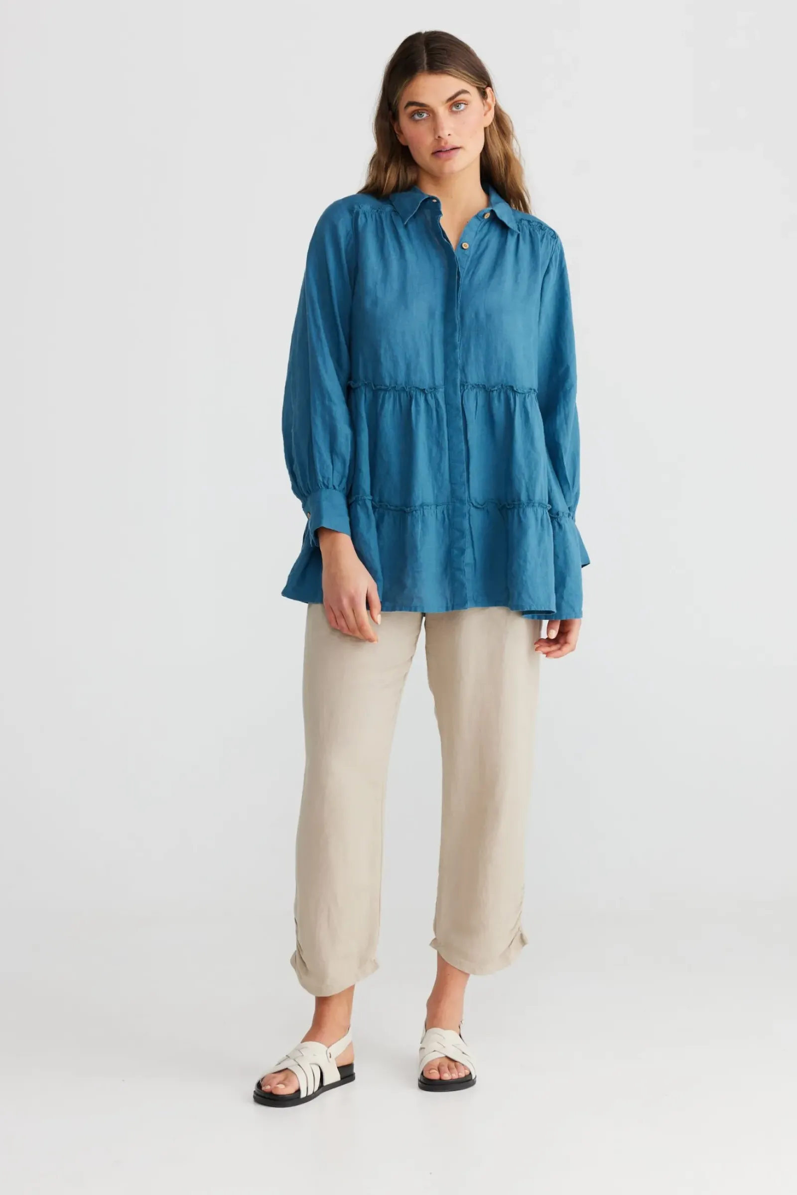 Women The Shanty Mia Top - Blue Steel