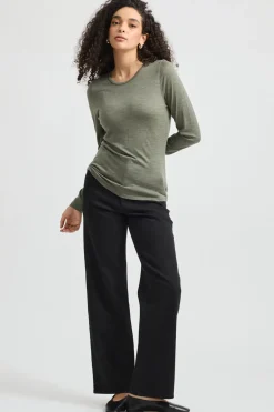 Women Toorallie Crew Merino Tee - Bay Leaf