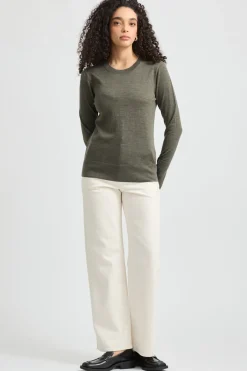 Women Toorallie Fine Merino Crew - Bay Leaf