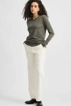 Women Toorallie Fine Merino Crew - Bay Leaf