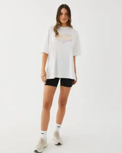 Women Upstate Hustle Tee- White Bars