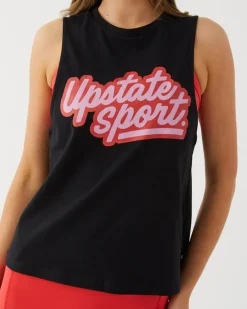 Women Upstate Unwind Tank- Black Bubble
