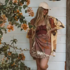 Women Wandering Folk Glades Over Swim Shirt - Chamomile