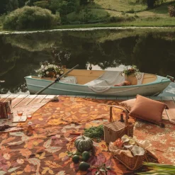 Wandering Folk Picnic Rug - Plum